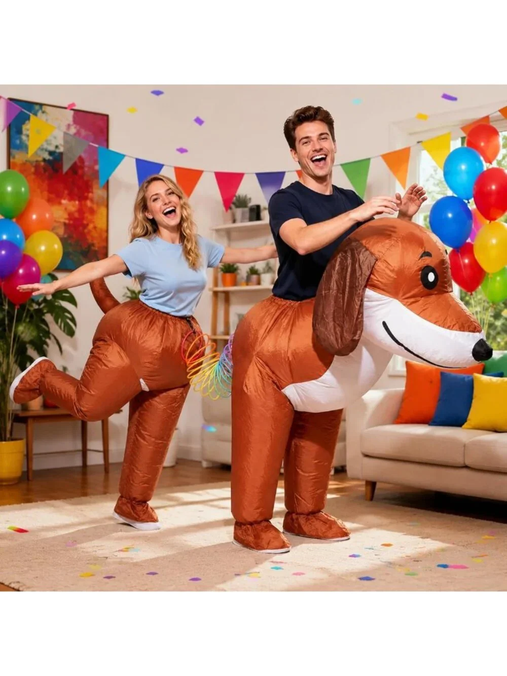 Inflatable Dachshund Dog Costume for Couples | Funny Matching Halloween Outfit